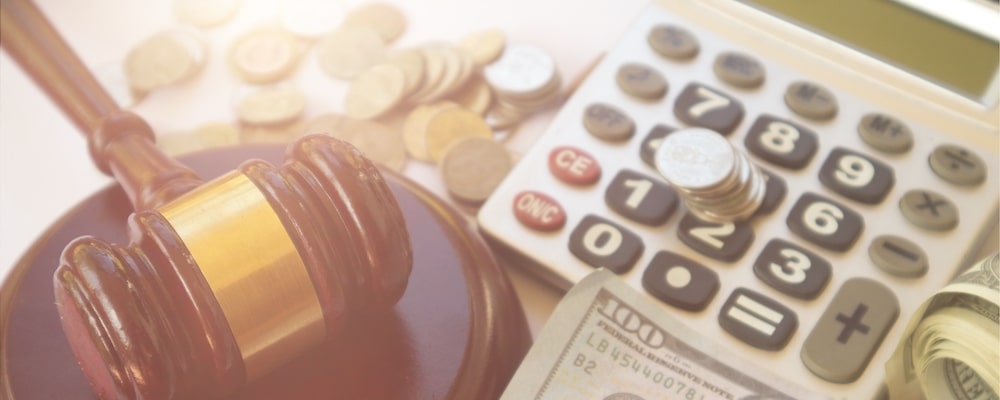 Money Gavel, money on the table